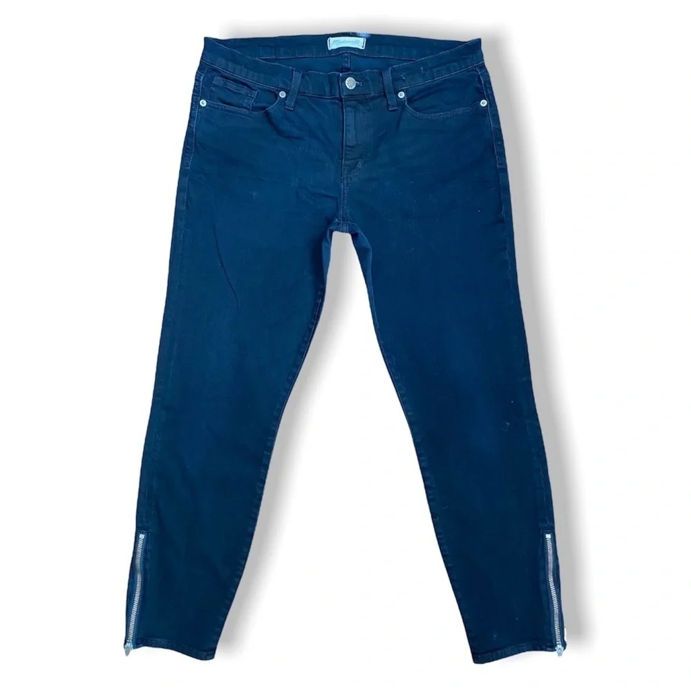 Madewell Skinny Skinny Moto Zipper Ankle Jeans , size 32